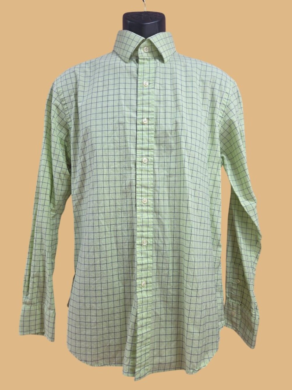 Polo Ralph Lauren Mens Regent Custom Fit Shirt 16.5-34/35 Green Check